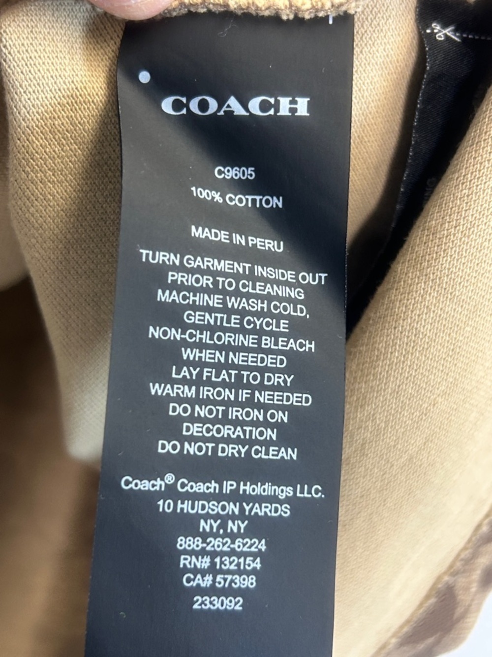 Coach Men's Polo Chambry Signature Short-Sleeve Shirt C9605 Tan and Black - Picture 4 of 9
